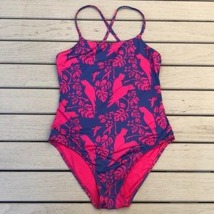 Vilebrequin Pink and Navy Parrot Swimsuit